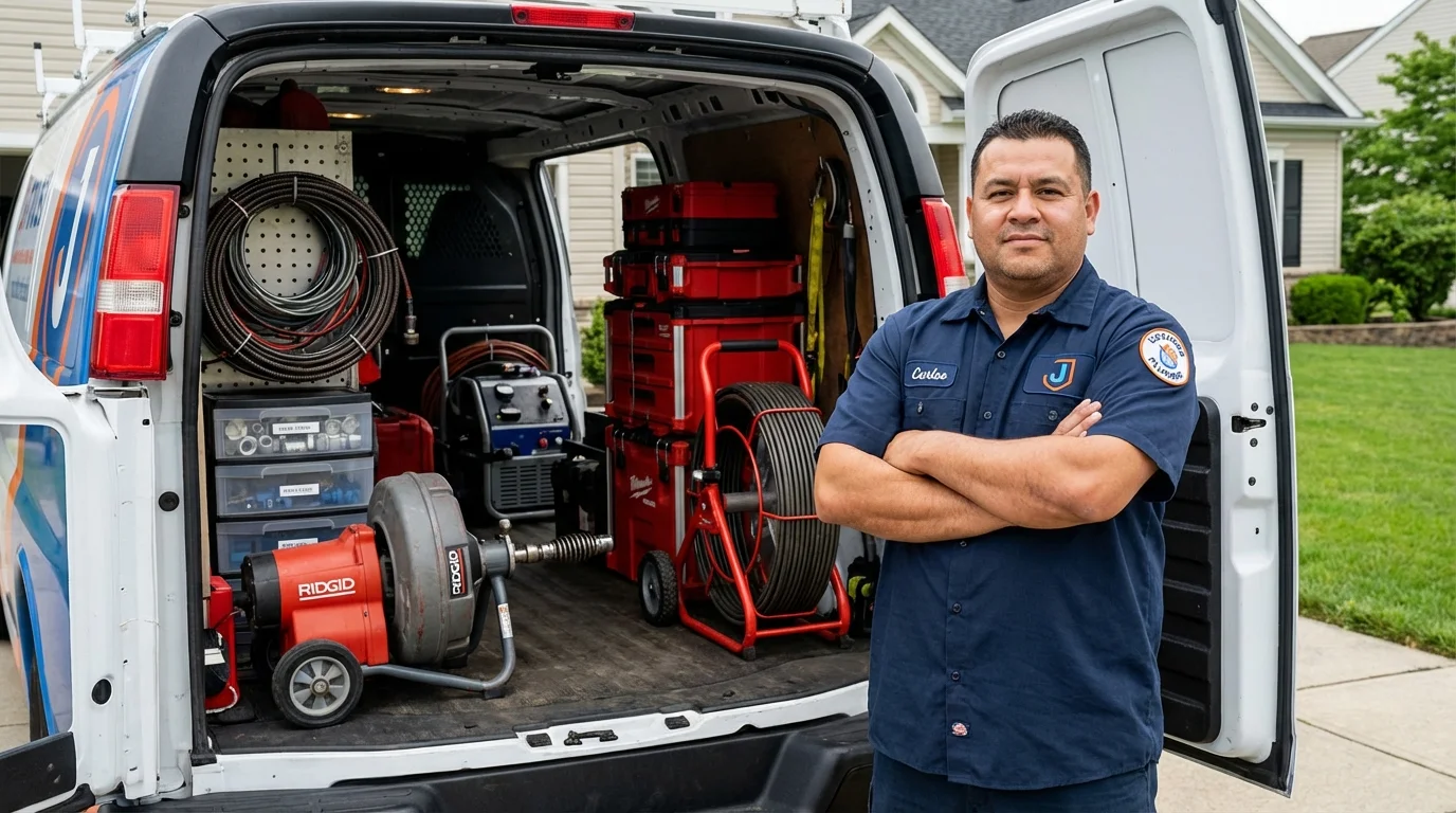 Professional drain cleaning equipment and Johns Plumbing LLC plumber in Pico Rivera