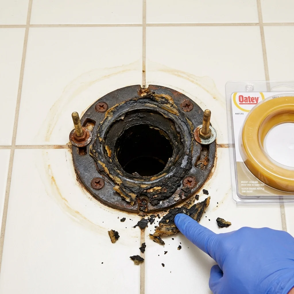 Failed wax ring showing water seepage at the base of a toilet in a Pico Rivera, CA home
